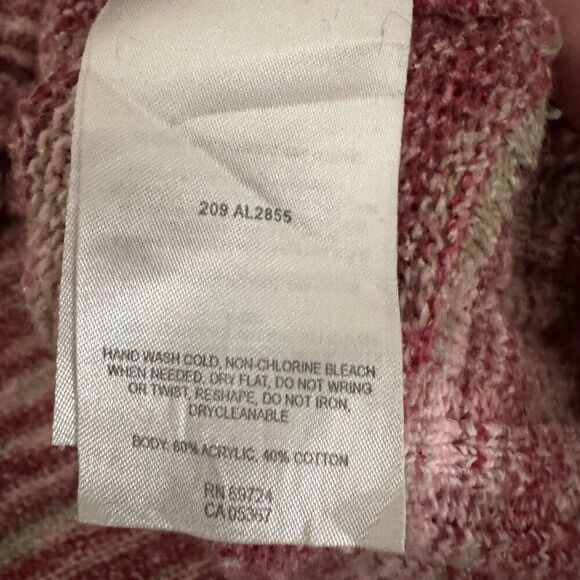 Columbia Striped Knit Hoodie Women’s Size XL Acrylic Blend V-Neck - Picture 7 of 8